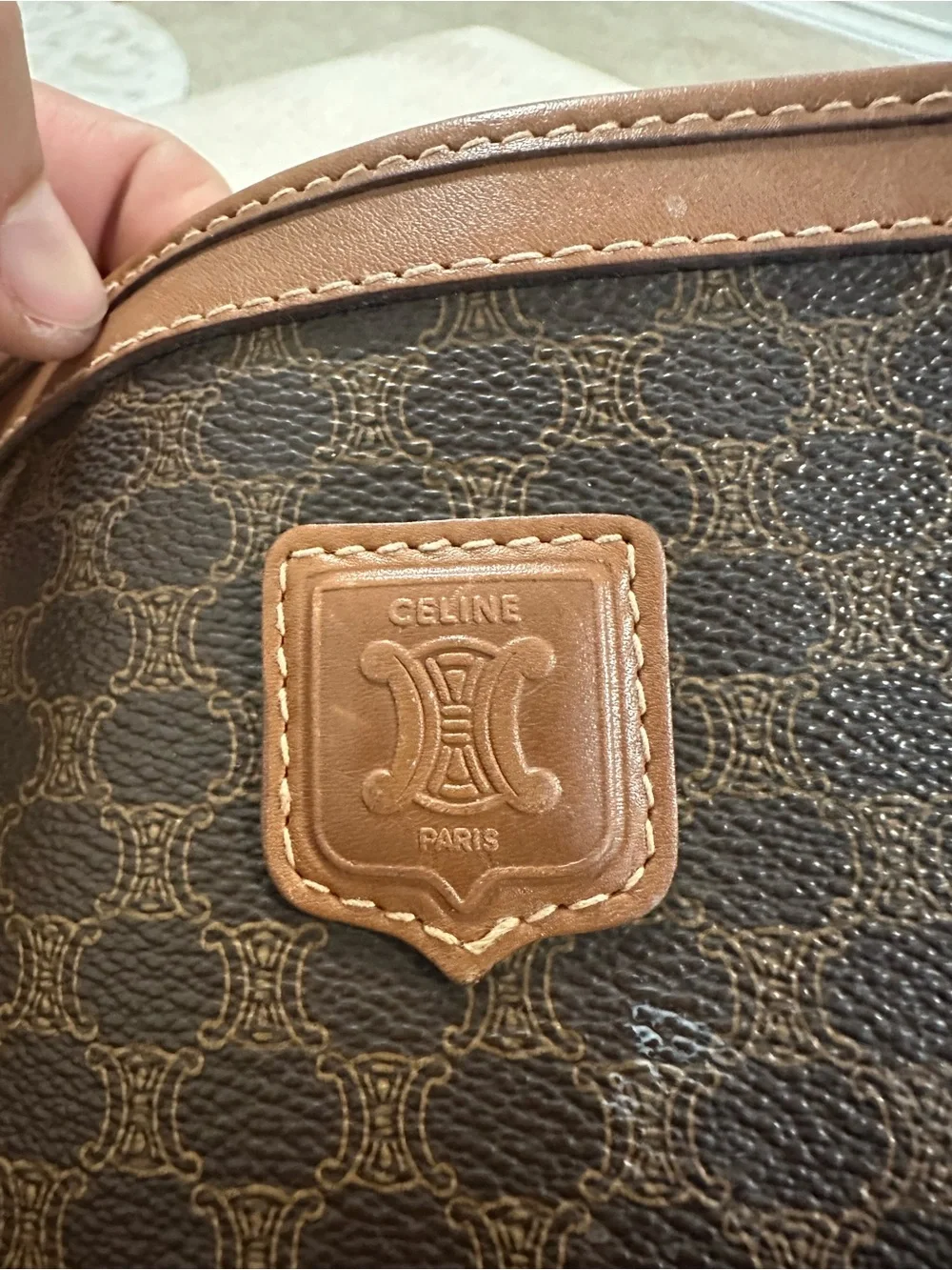 Vintage Celine Macadam Coated Canvas Clutch / Cosmetic Pouch - Brown